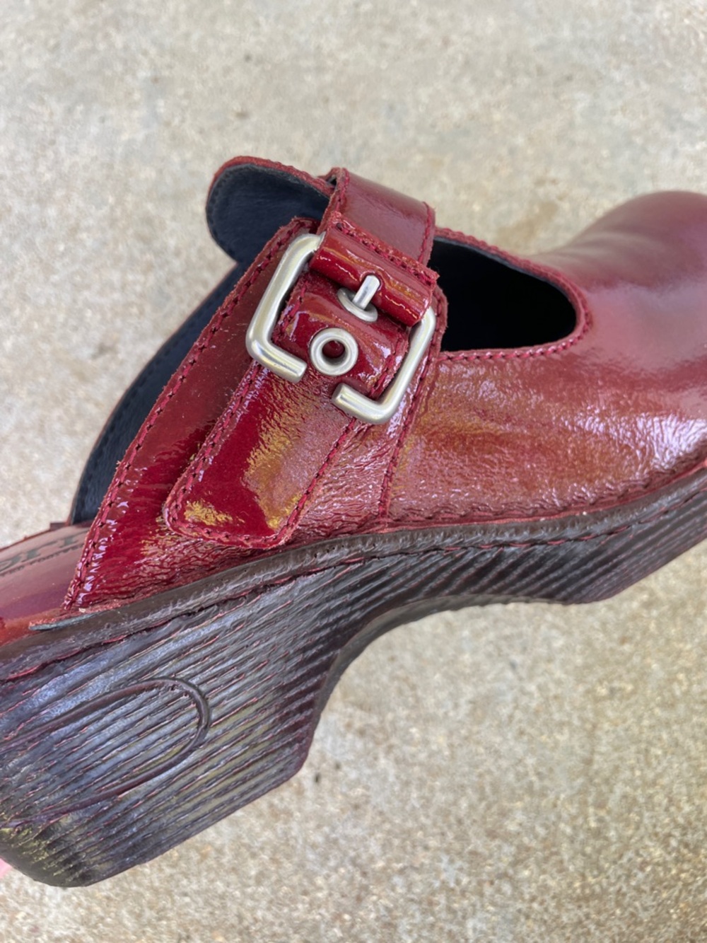 NWOT Born Patent Leather Mary Jane Clogs in Burgundy
